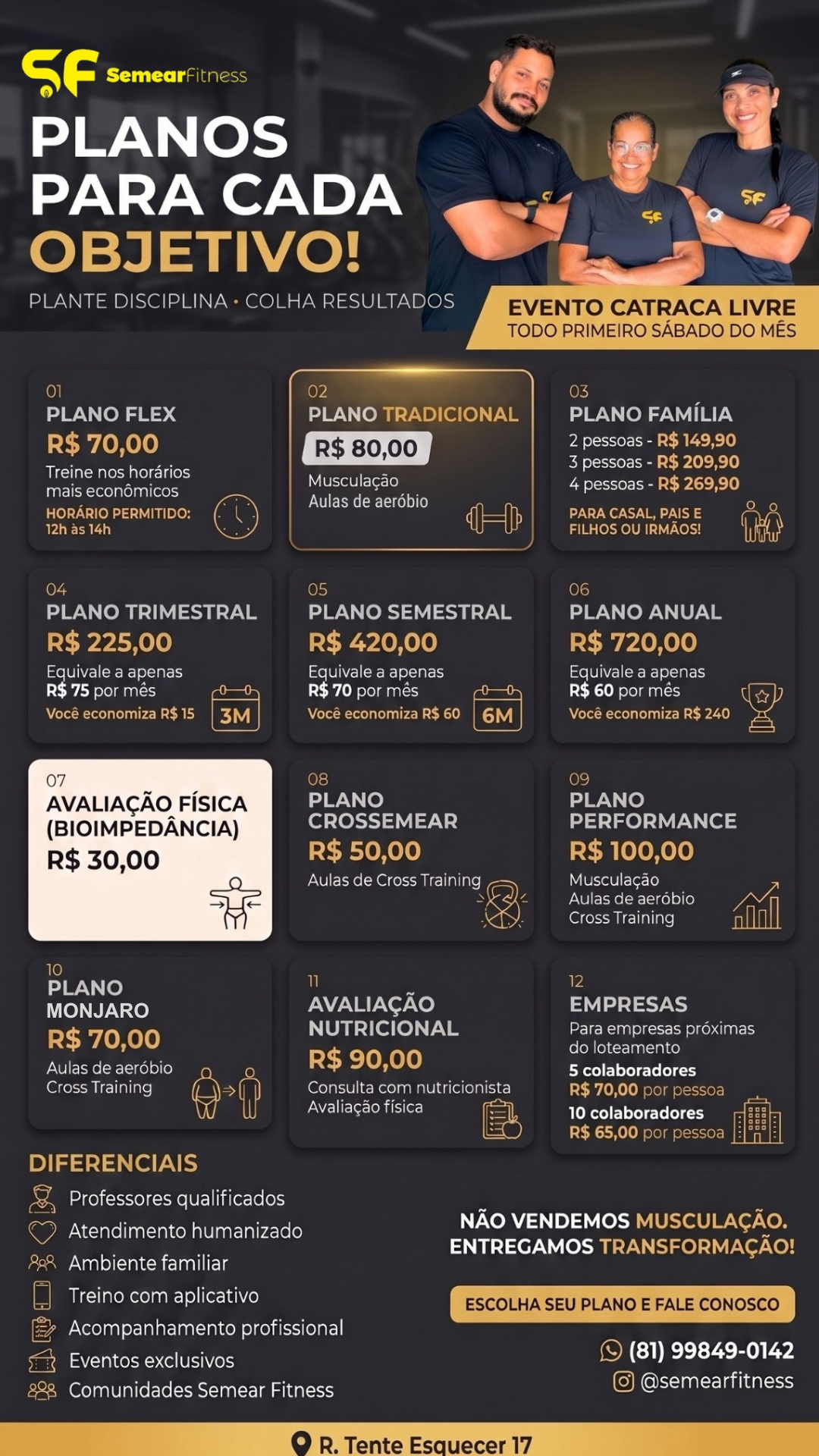 Planos e Preços - Semear Fitness